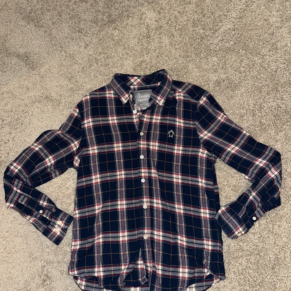 Simply Southern Navy and Red Plaid Shirt
